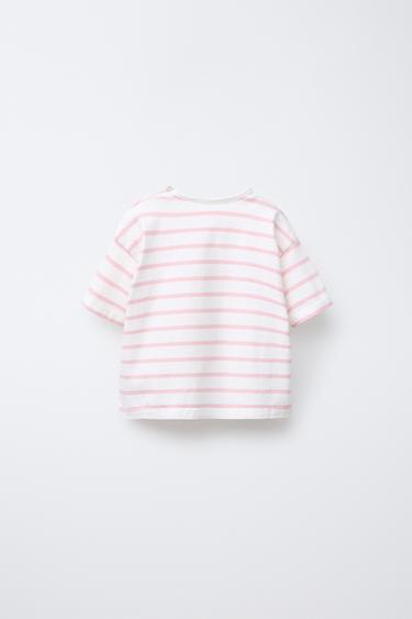 STRIPED KNITTED T-SHIRT - Pink by Zara - Image 1