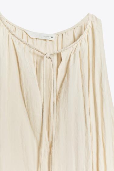 ZW COLLECTION FLOWING CRINKLE-EFFECT DRESS - Beige by Zara - Image 6