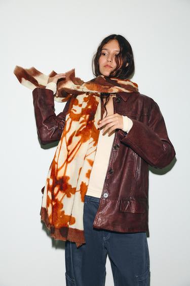 FLORAL PRINT WOOL-BLEND SCARF - Ecru by Zara - Image 1