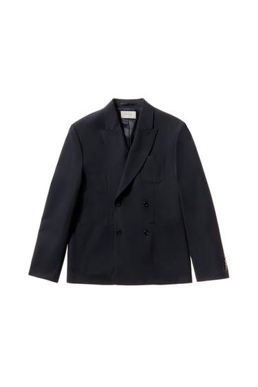 BLAZER CRUZADA TRAJE 100% LANA - Marino oscuro de Zara