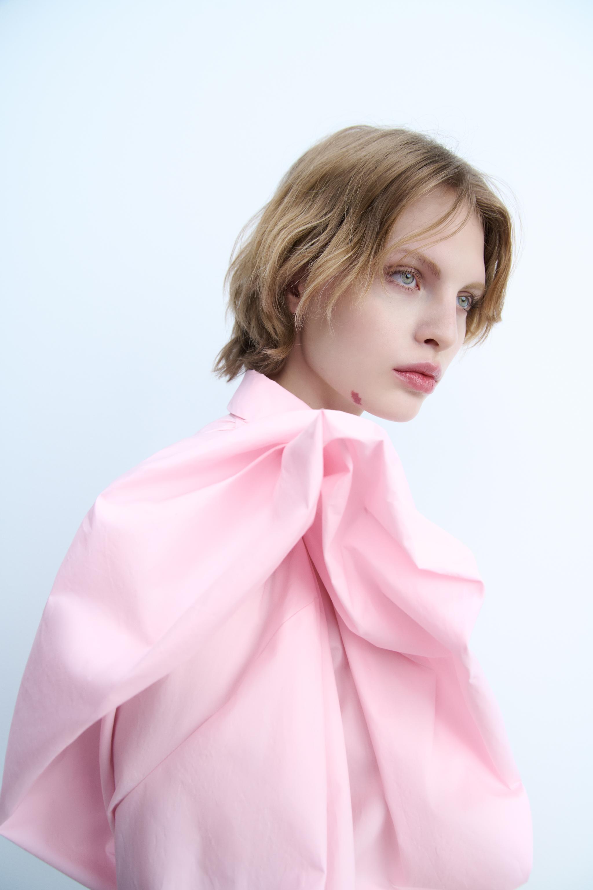 ZW COLLECTION POPLIN PUFFED SHOULDER SHIRT - Pastel pink ZW COLLECTION POPLIN PUFFED SHOULDER SHIRT - Pastel pink