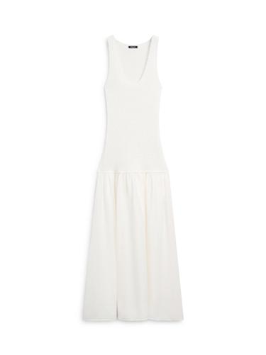 Vestido largo combinado con lino - blanco de Zara