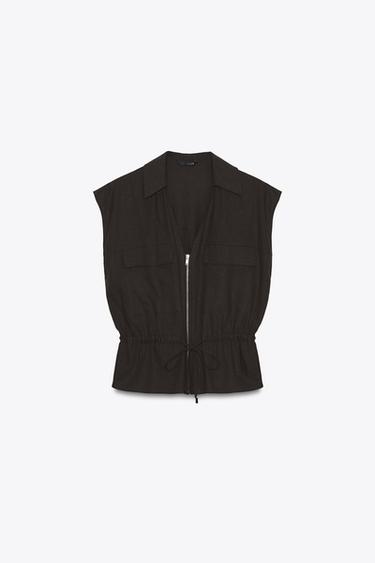 CUERPO SAFARI CON LINO - Marrón de Zara - Imagen 0