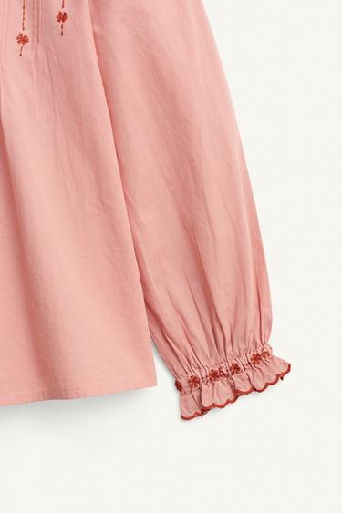CHEMISE À FLEURS BRODÉES LIMITED EDITION - Rose chiné de Zara - Image 8