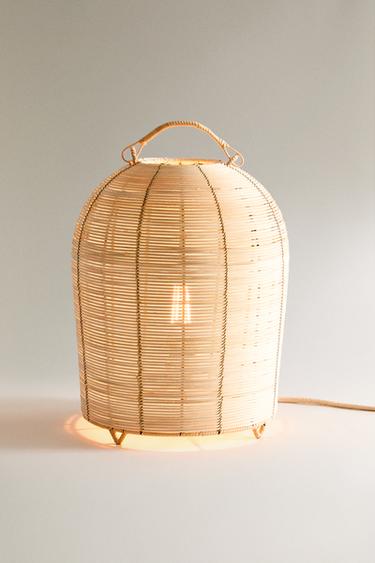 LARGE RATTAN TABLE LAMP - Light beige by Zara - Image 1