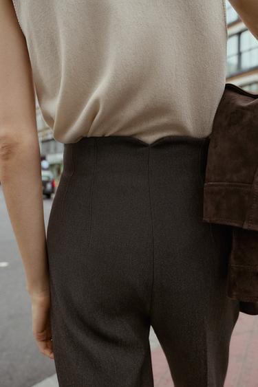 PANTALON TAILLE HAUTE - marron chiné de Zara - Image 4