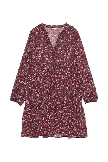 PRINTED DRESS WITH GEM BUTTONS