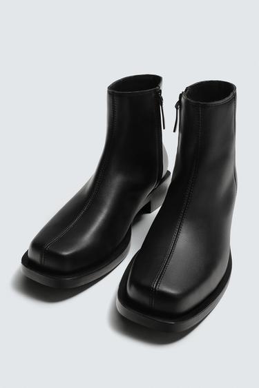 Zara TOPSTITCHED BOOTS - Black
