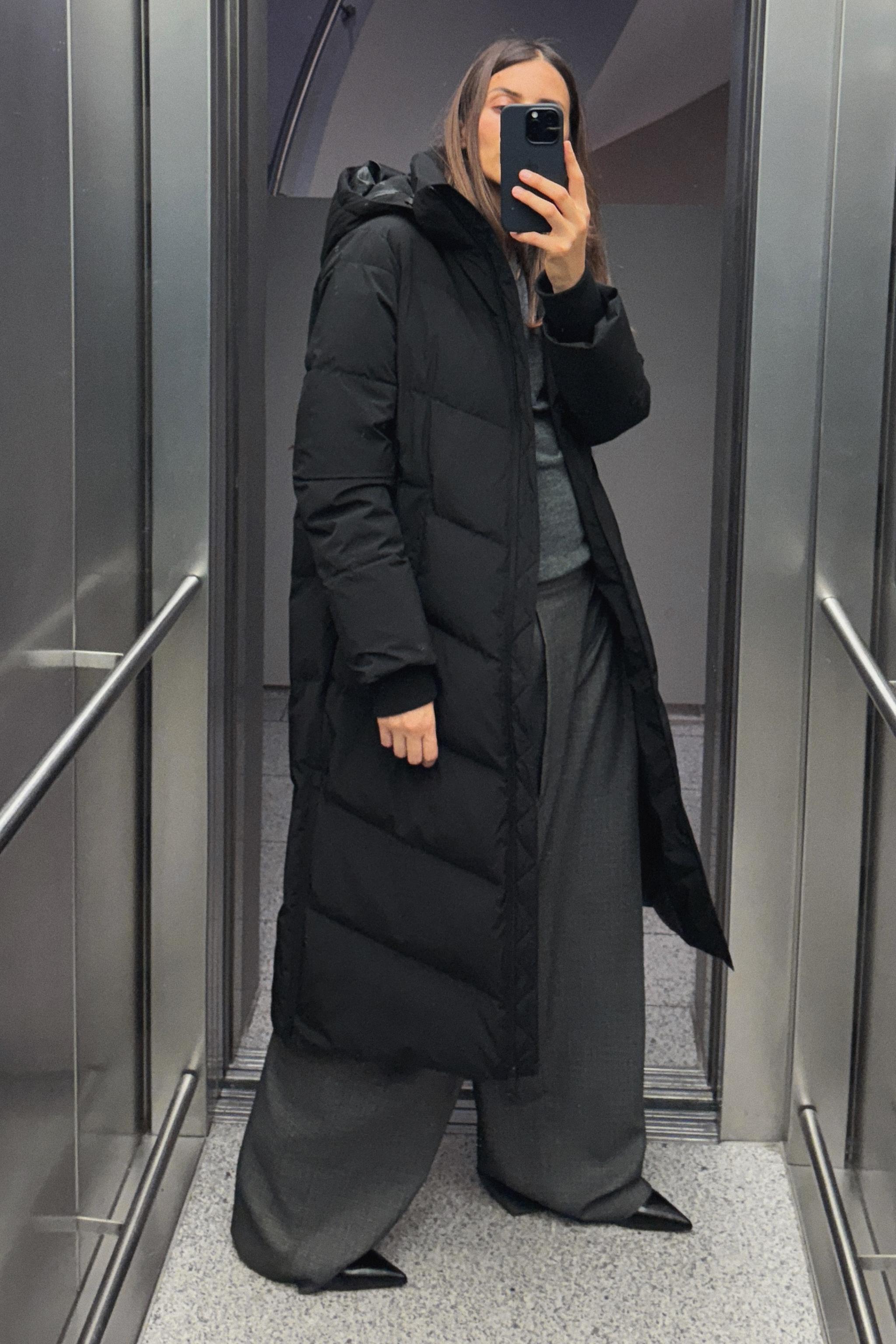 WATER AND WIND PROTECTION HOODED DOWN COAT - Black | ZARA