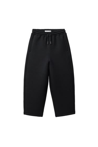 STRAIGHT-LEG NEOPRENE-EFFECT TROUSERS - Black by Zara