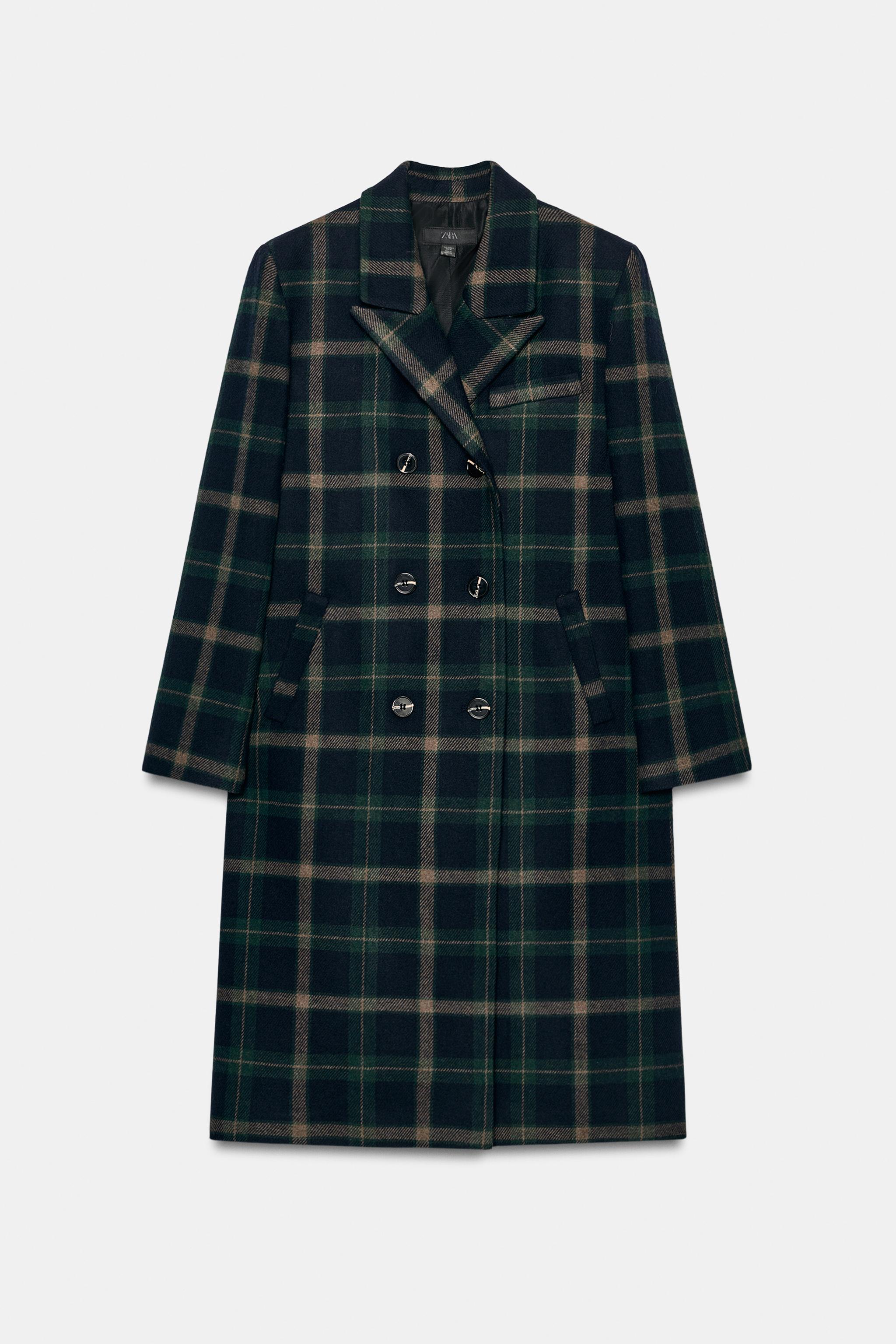 MANTEAU LONG À CARREAUX