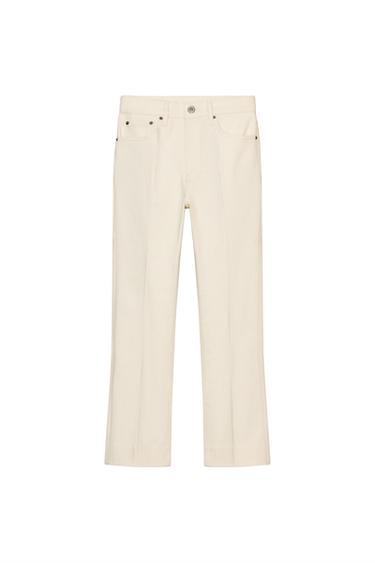 ZW COLLECTION MID-WAIST BOOTCUT JEANS - Ecru by Zara