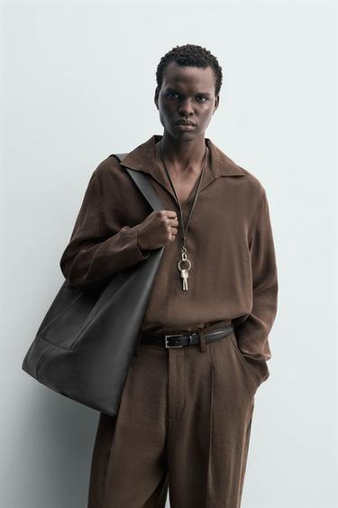 FLOWING POLO SHIRT - Brown by Zara