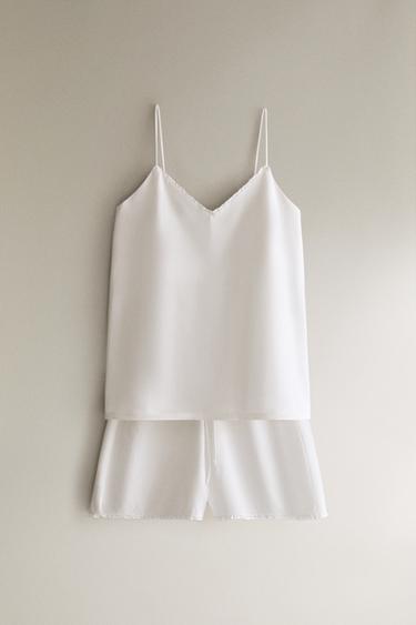 STRAPPY TOP WITH LACE TRIM - White by Zara - Image 3