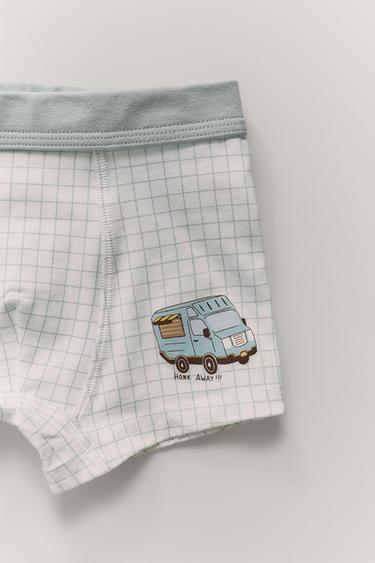 Zara 2-6 歲/5 件裝汽車圖案四角內褲 - 多色