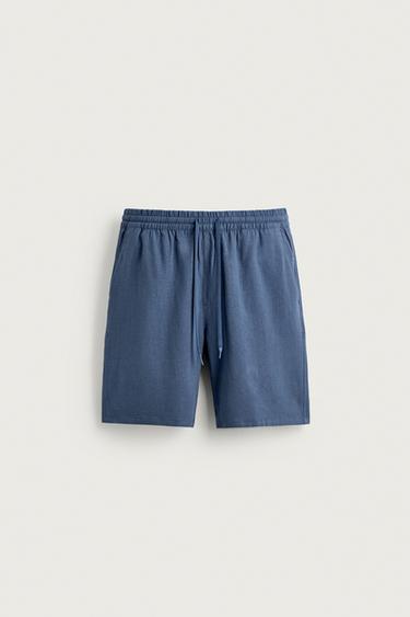 برمودا RELAXED FIT فيسكوز - كتان - أزرق فاتح الخاص بـ Zara