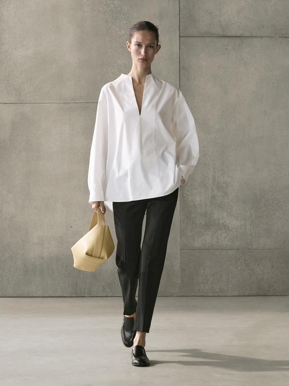 Poplin shirt with chest detailing