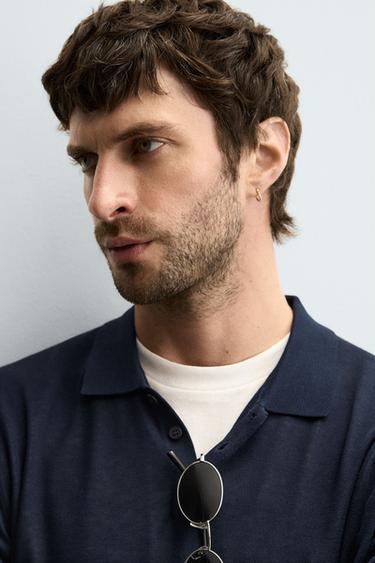 KNIT COTTON-SILK POLO SHIRT - Navy blue by Zara