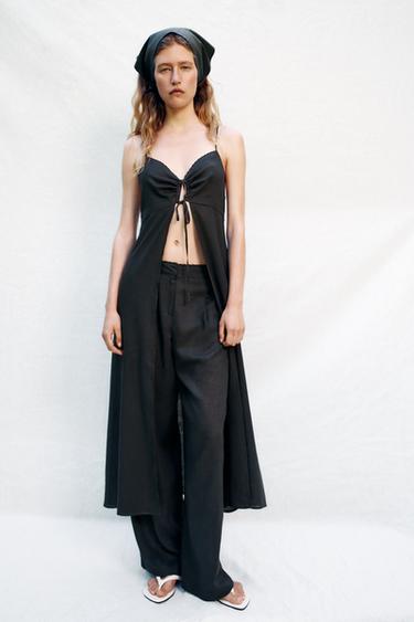 Zara 亞麻長版襯衣 - 煤灰色