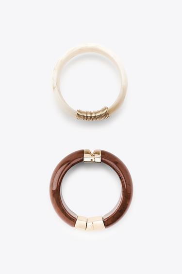 PACK OF 2 RIGID RESIN BRACELETS - Brown by Zara - Image 4