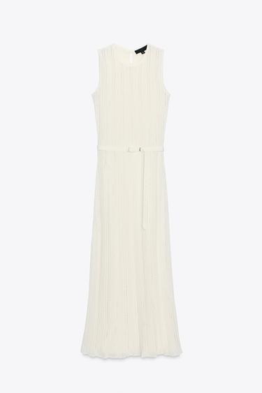POINTELLE KNIT MIDI DRESS WITH BELT - Ecru by Zara - Image 4