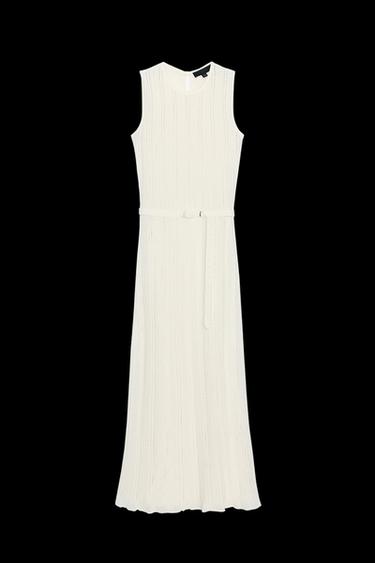 Zara POINTELLE KNIT MIDI DRESS WITH BELT - Ecru - Image 0