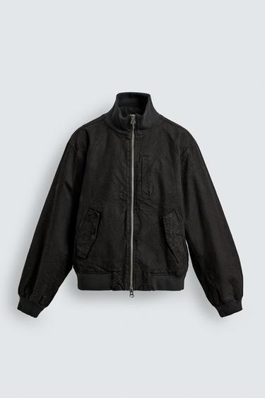 CRINKLED-EFFECT BOMBER JACKET - Dark brown by Zara