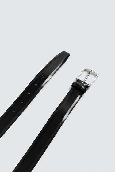 TOPSTITCHED LEATHER BELT - Black by Zara - Image 3