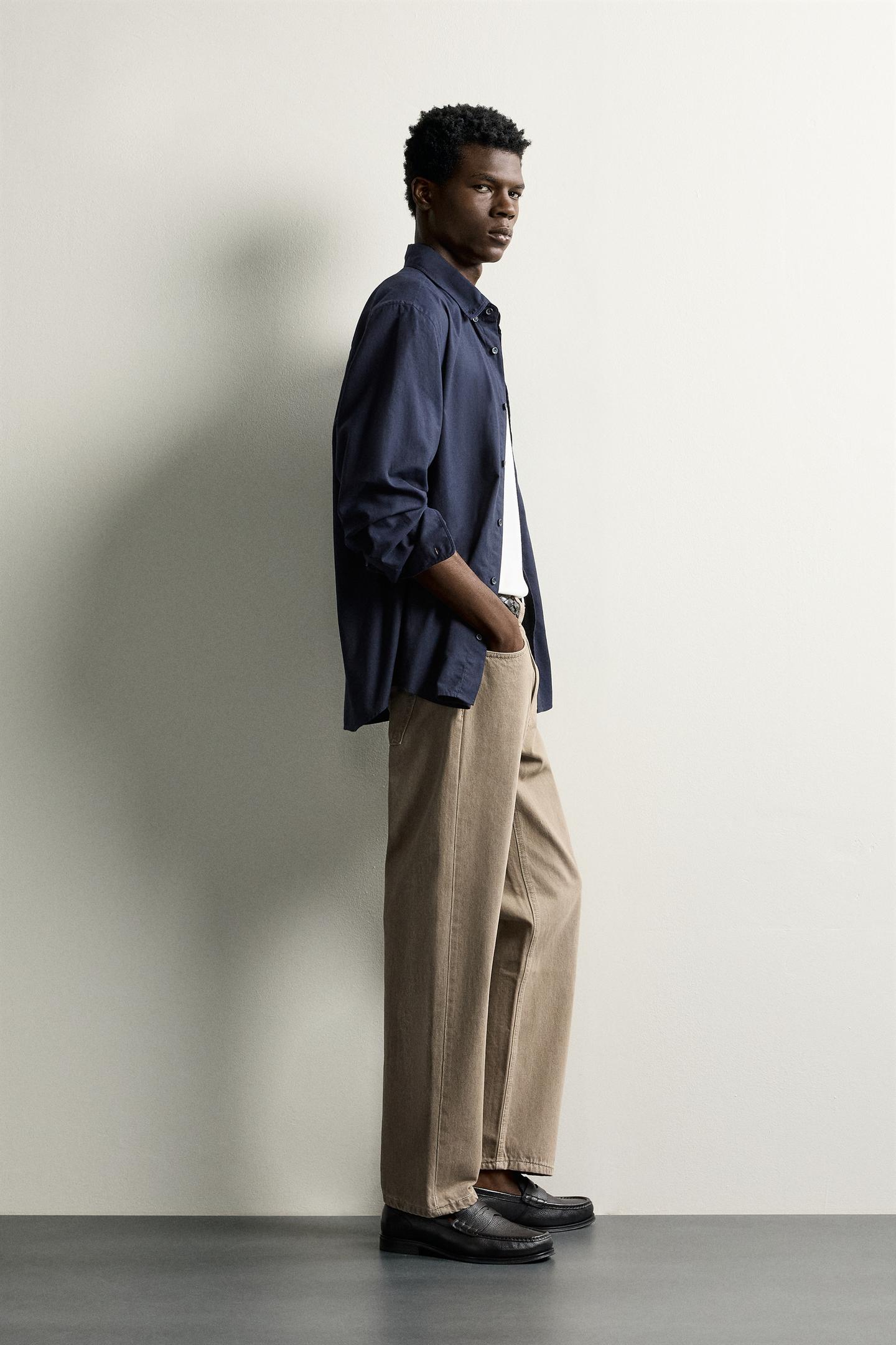 Мужские джинсы Zara Regular Fit, цвет: Хаки — фото 4