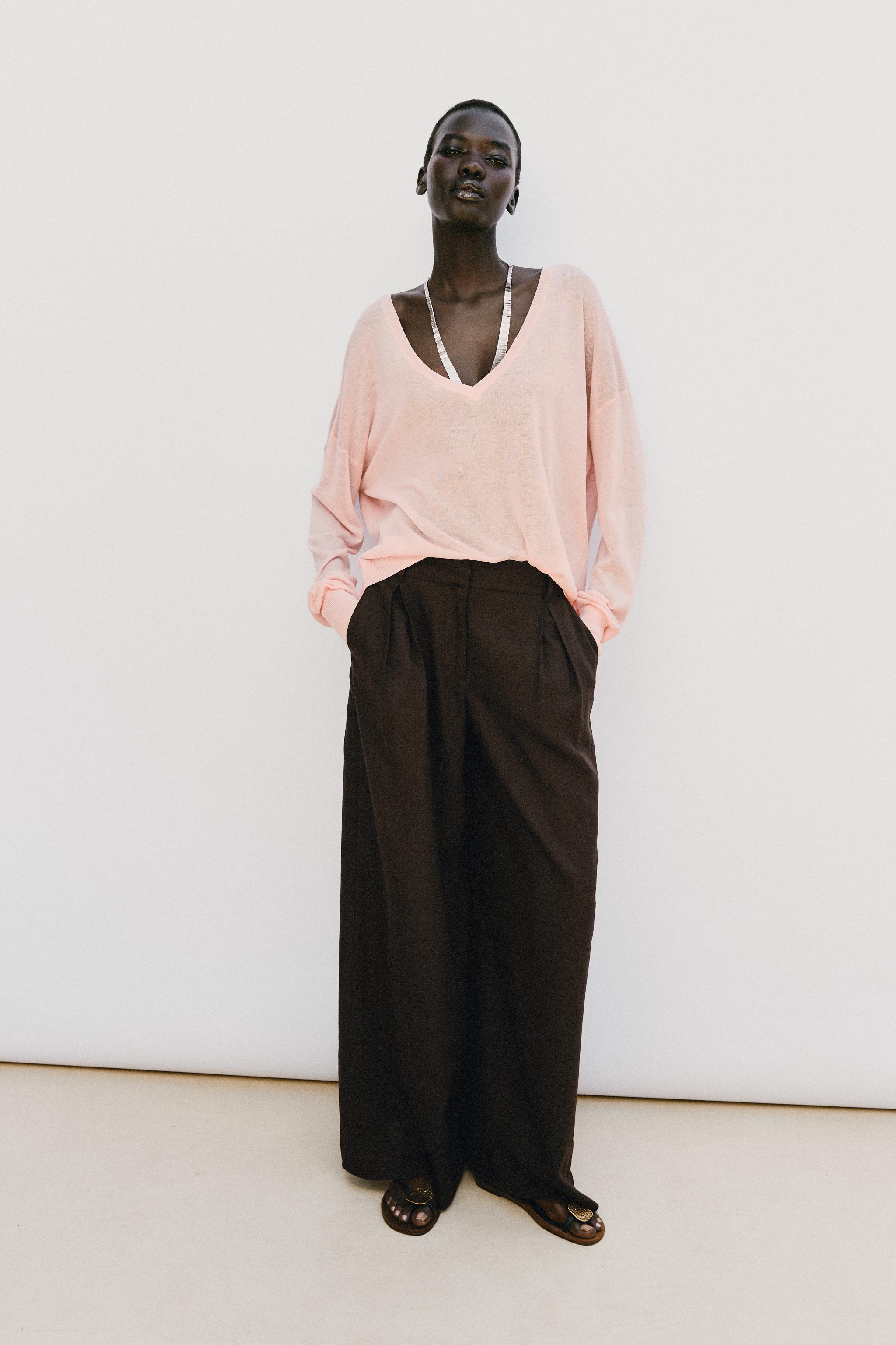 Женские брюки Zara WIDE LEG LINEN PANTS