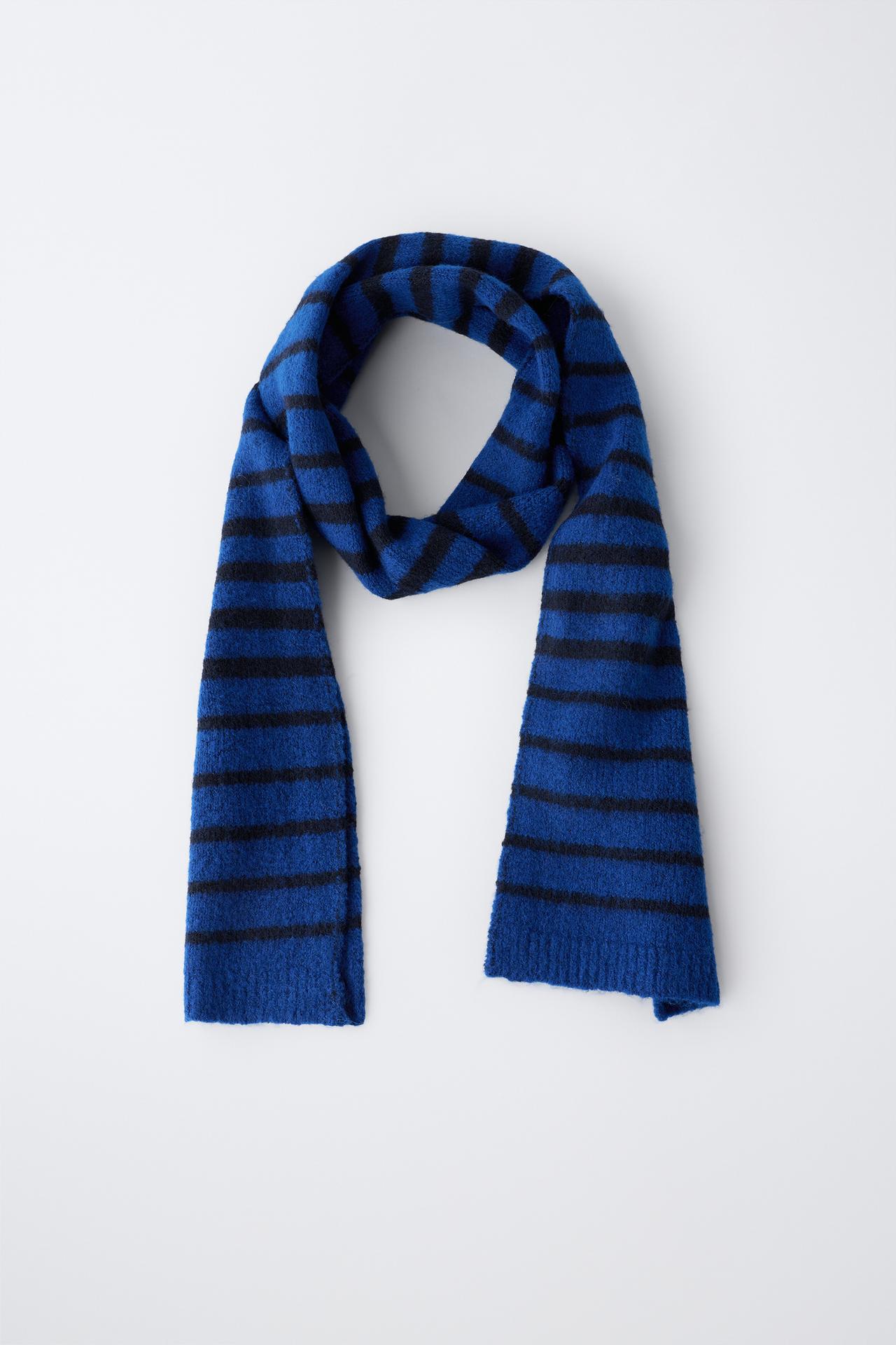 STRIPED KNIT SCARF — Bluish