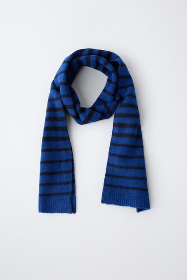 STRIPED KNIT SCARF — Bluish 1
