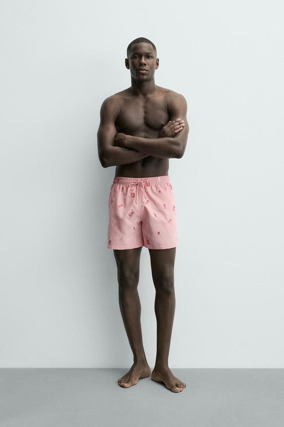 MID-LENGTH SWIMSUIT WITH EMBROIDERED COMBINATIONS