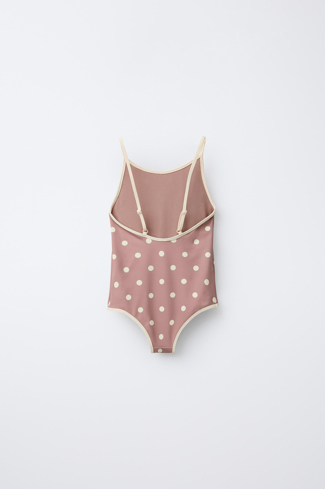 6-14 ANS/ MAILLOT DE BAIN À POIS ET LISERÉS CONTRASTANTS