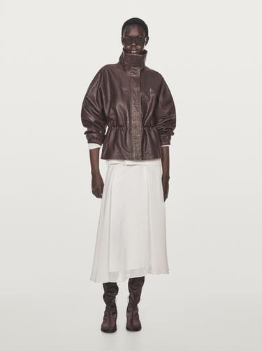 Zara Nappa leather jacket with grainy finish - Brown