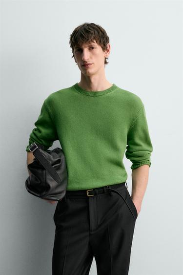 COTTON - LINEN LIMITED EDITION JUMPER - Green by Zara