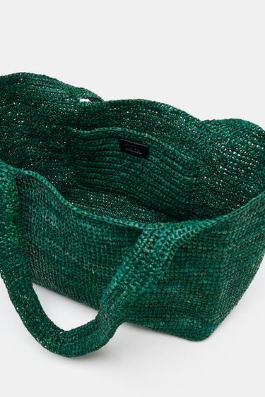 RAFFIA TOTE BAG - Green by Zara - Image 5