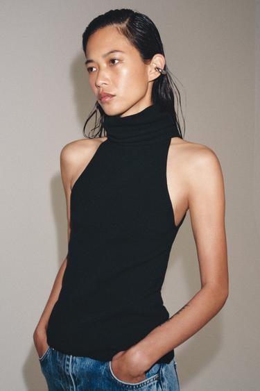 HIGH NECK SLEEVELESS TOP - Black by Zara