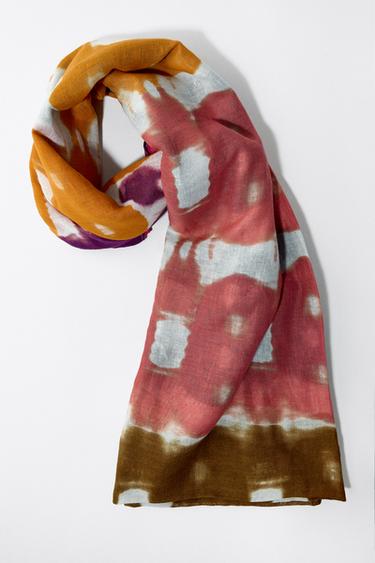 PRINTED SCARF WITH COTTON - Multicoloured by Zara