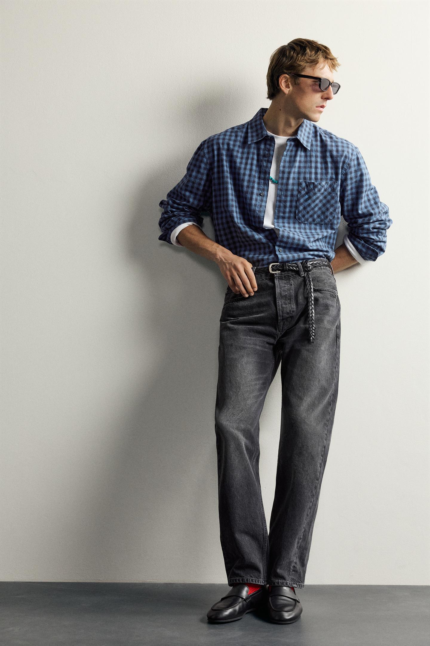 Мужские джинсы Zara Aaron Levine X ZARA Straight Fit, цвет: Чёрный — фото 5
