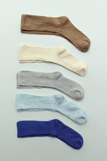 Zara FIVE-PACK OF LONG RIBBED SOCKS - Electric blue