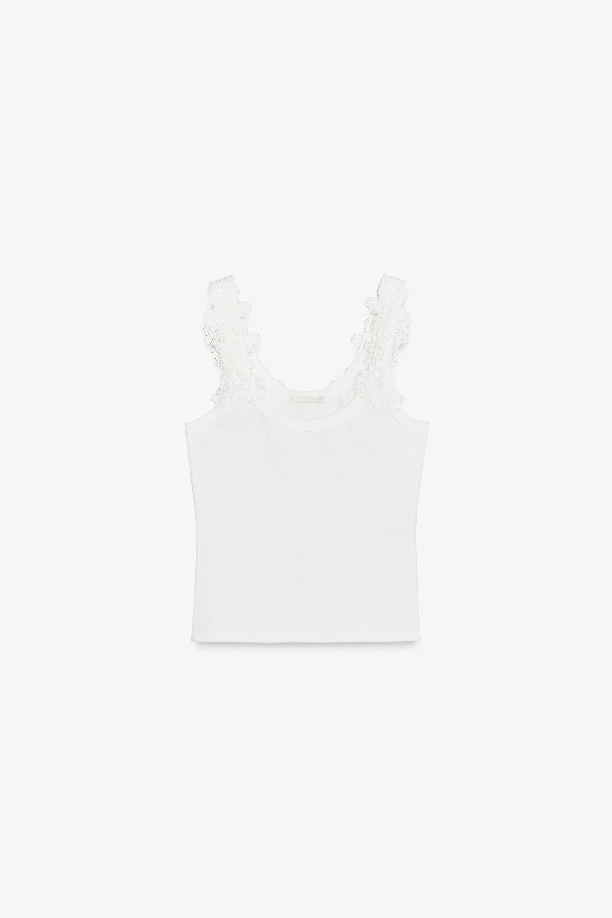 ZARA クロシェ編みタンクトップ 8779/169 CROCHET STRAP TANK TOP - White | ZARA United States