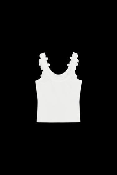 CAMISETA TIRANTES CROCHET - Blanco de Zara - Imagen 0