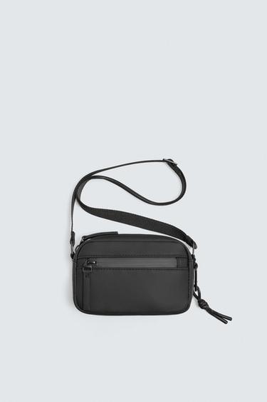 Zara RUBBERIZED CROSSBODY BAG - Black