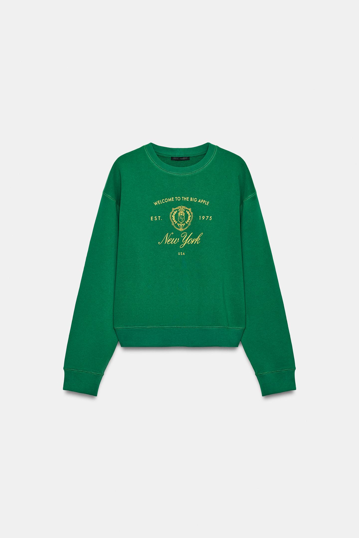 Женская толстовка Zara New York Fleece, цвет: Зелёный — фото 6