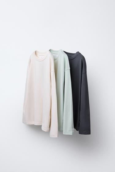 Zara THREE-PACK OF PLAIN T-SHIRTS - Ice