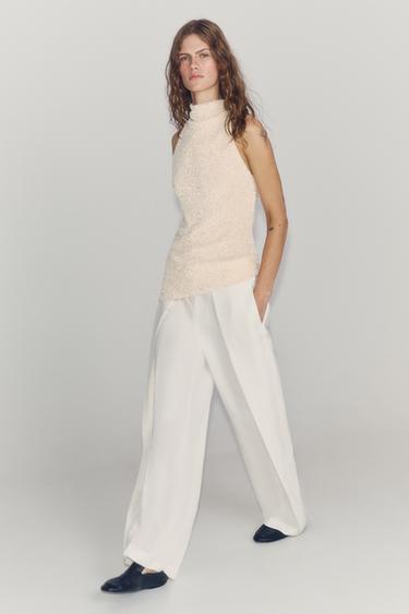 TOP HALTER LENTEJUELAS ZW COLLECTION - Crudo de Zara