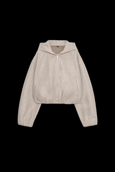 SOFT HOODIE JACKET - Brown / Taupe by Zara - Image 0