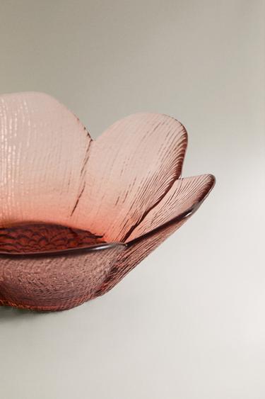 BOL VERRE RECYCLABLE RELIEF FLEUR - Rose de Zara - Image 2