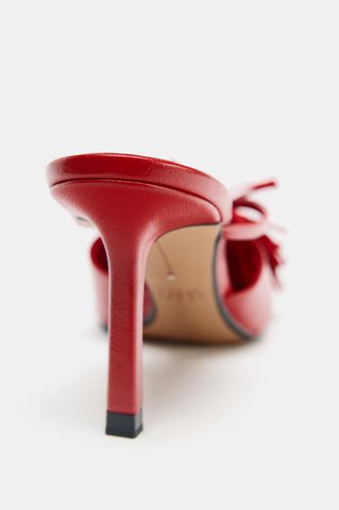 SANDALES À TALONS FRANGES - Rouge corail de Zara - Image 5